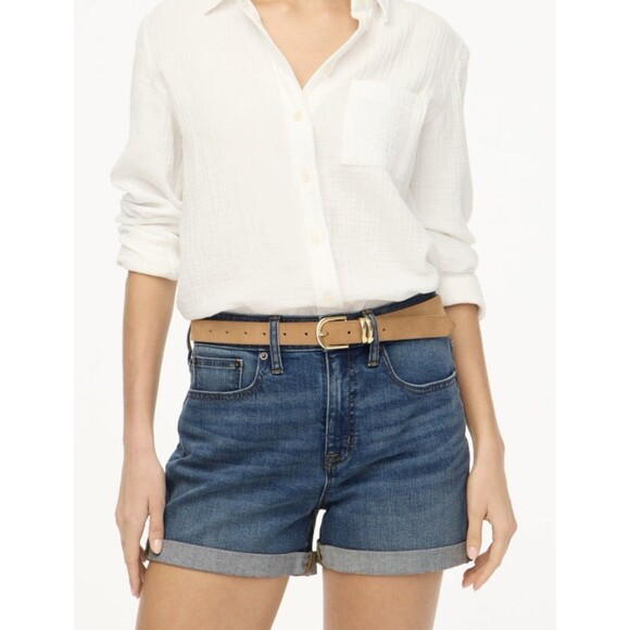 J Crew Women’s Blue Denim Shorts Fits 33” Size 10 Jean Shorts NWT - Picture 1 of 4